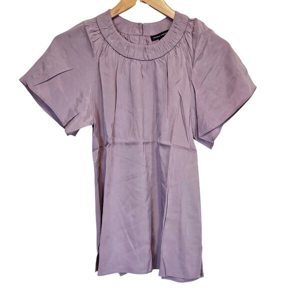 Universal Standard Tops - Universal Standard Eros Shirred Neck Top Short Sleeve Blouse Elderberry Size 0